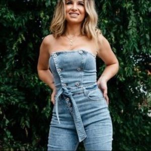 Kittenish Emma Strapless Denim Jumpsuit